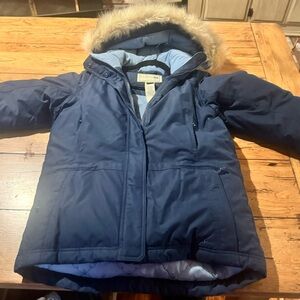 Vintage LL Bean Goose Down Parka Womens Small Puffer Jacket Faux Fur Coyote Blue